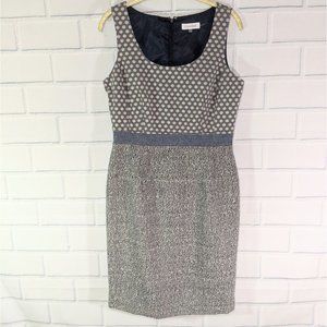 Calvin Klein Blue/White Colorblocked Sheath